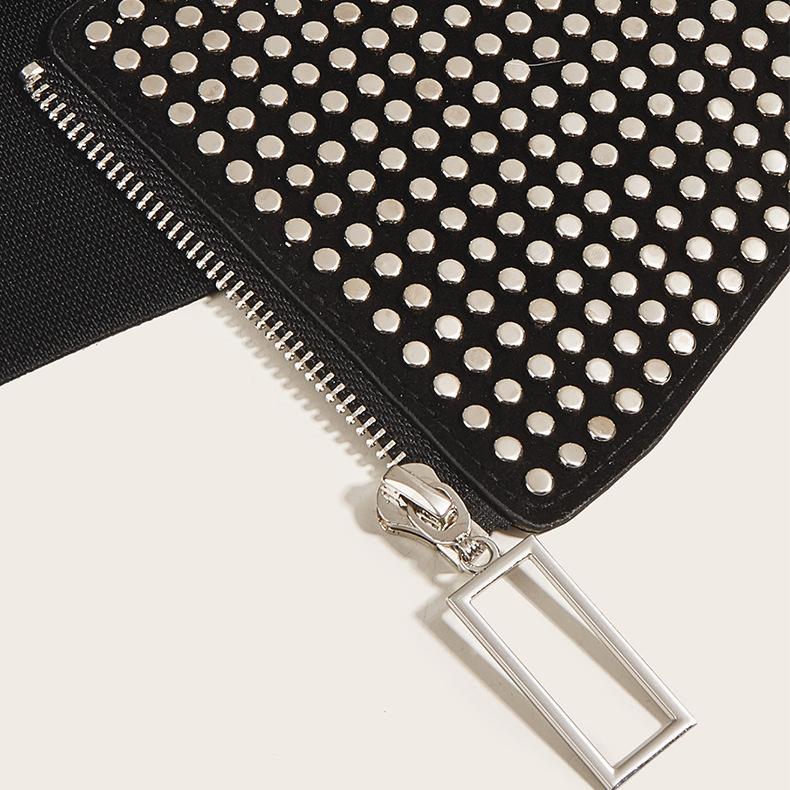 Retro Waist Seal Women'S Coat Decorative Waist Willow Extra Wide Belt Black Elastic Belt Women