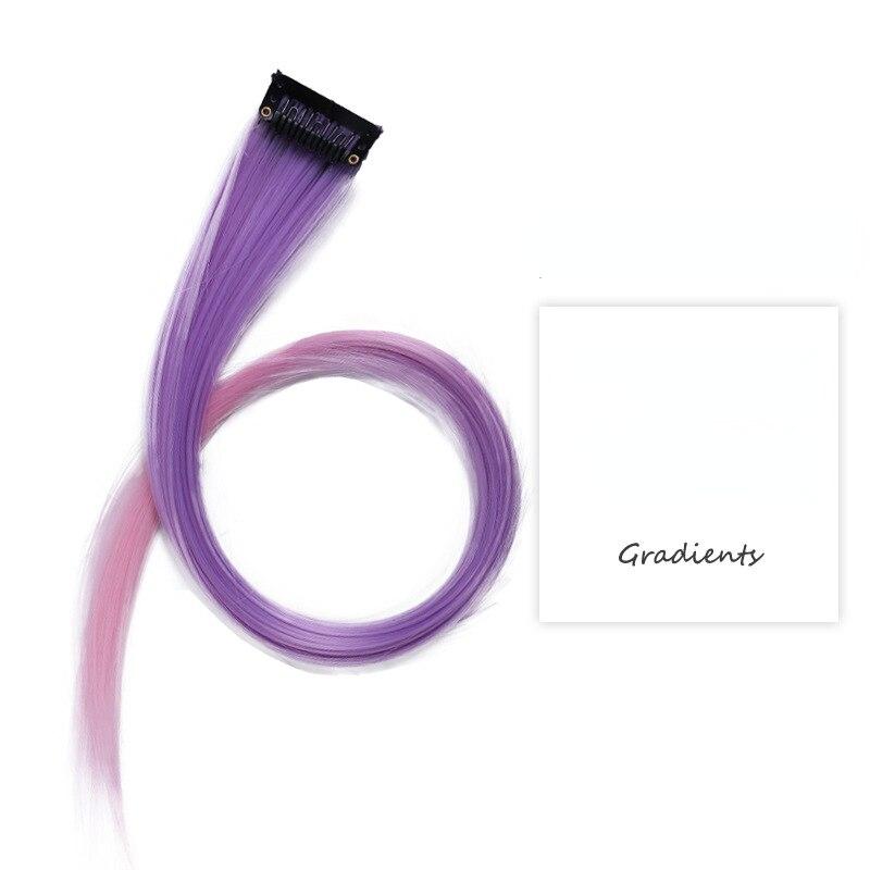 Gradiente invisível sem emenda natural cabelo de uma peça pendurado orelhas tingimento sintético peruca para cor cabelo longo destacando