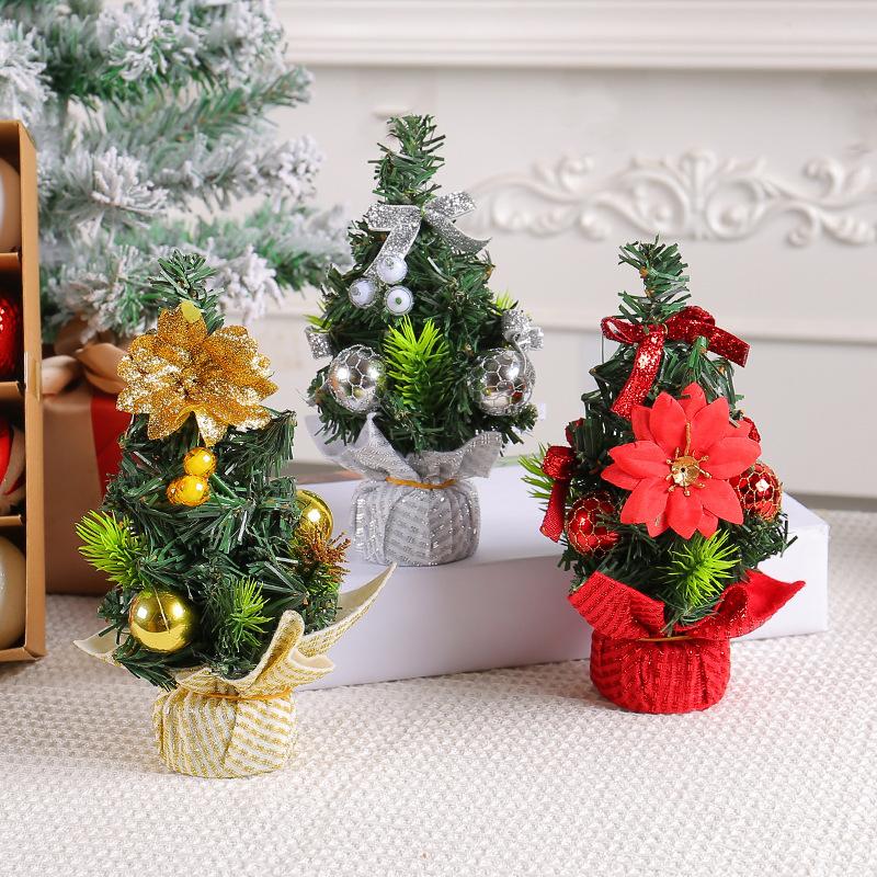 1Pcs 2026New Mini Small Christmas Tree Red Office Christmas Tree Restaurant Desktop Christmas Decorations