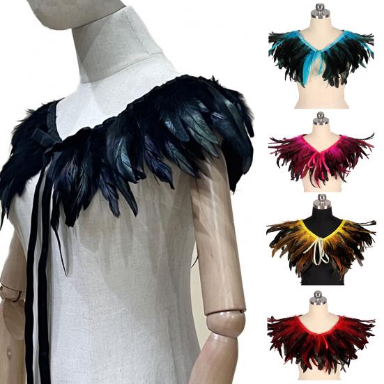 Feather Shawl Bright Color Halloween Parties Cloak Wear As Skirt or Shawl Gothic Style Shawl with Lace-Up Ribbon Costume Accessory