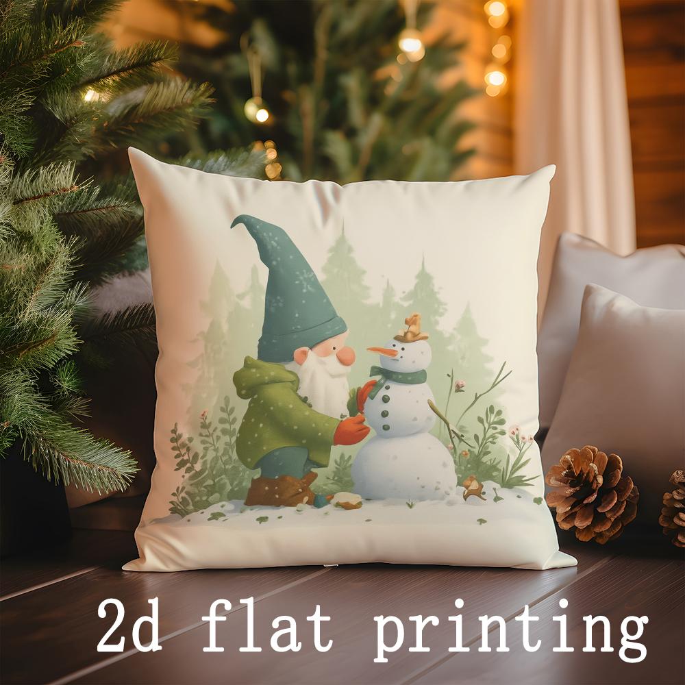 Home Decor Christmas Gnomes & Gingerbread Pillow Covers Pattern Cushion Cover Suitable for Sofa Bedroom Car Pillow Cover