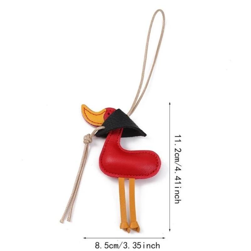 1Pcs Cartoon Car Keyring Pu Duck Keychain Leather Material Yellow Duck Pendant Lightweight Hanging Rope Handbag Accessory