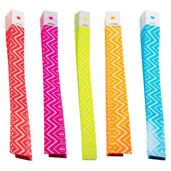 100 Pcs Disposable Paper Wristbands Fluorescent Adhesive Event Wrist Bands Party Favor ID Bracelets for Concerts Festivals