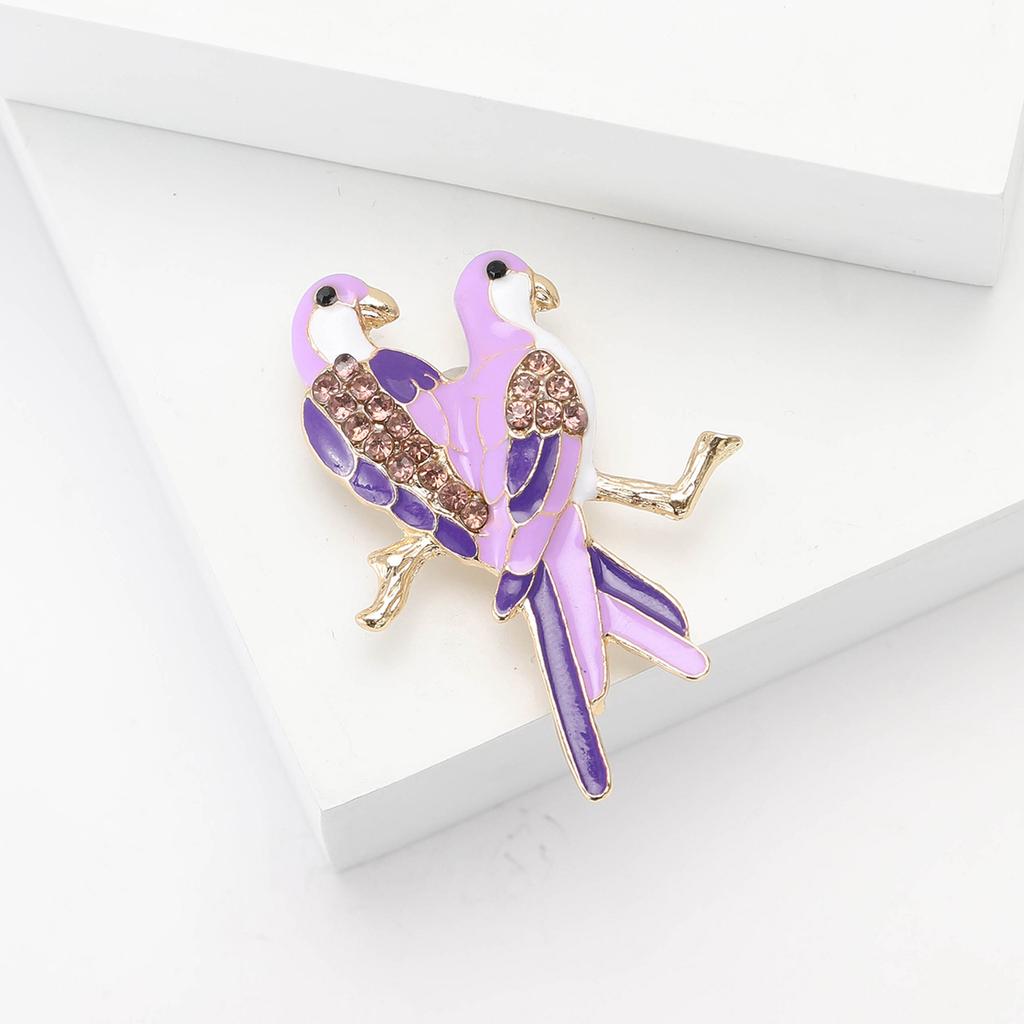 Fashion Alloy Enamel Two Parrot Brooches Creative Cute Ladies Clothing Corsage Ornament Pins