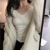 Design Lace Patchwork V Colars Long Sleeve Women's T-shirts Sexy Lady Casual Tees Girls Leisure Tops