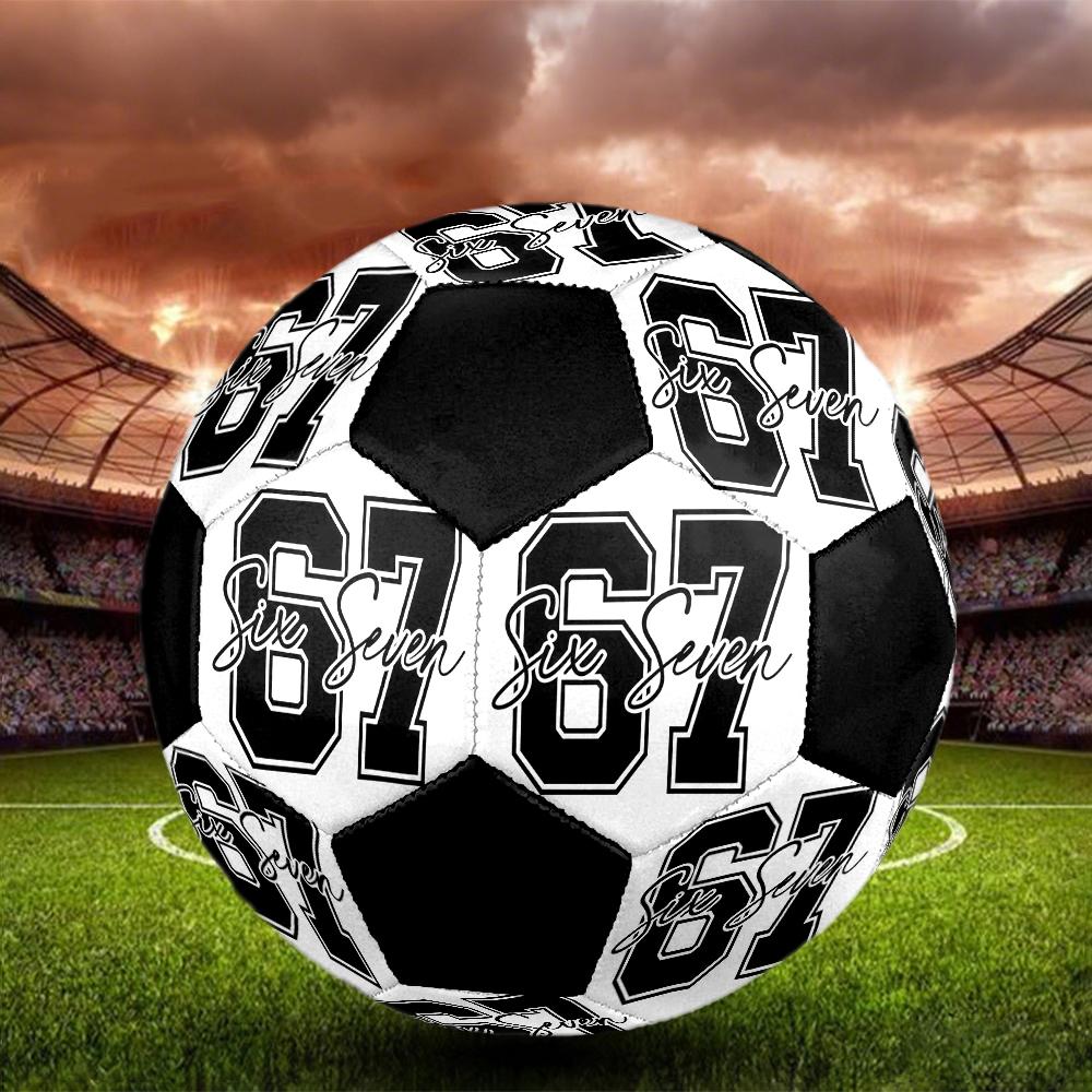 Six and Seventeen Indoor Soccer Ball Colorful Machine Stitched PVC Size 5 Team Training Competition Ready Durable High-Bounce Cool Sports Gift