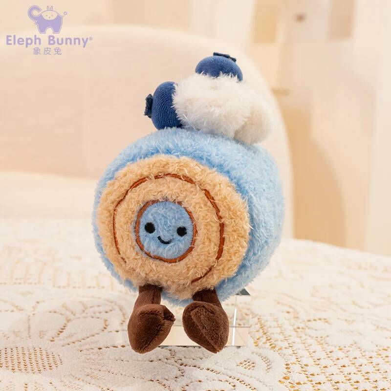 Food Collectibles 12cm Rubber Rabbit Candy Dessert Cake Plush Toy Ultra-Soft Swiss Roll/Chocolate Cake/Cupcake Stuffed Doll