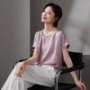 SOFSIL Women's 100% Mulberry Silk Floral Print Short Sleeve Blouse