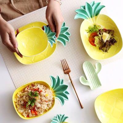 Fruit Shape Ceramic Plate – Lemon & Pineapple Design for Sauce, Dessert, Breakfast