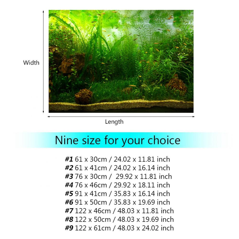 Vatten Gräs Stil Akvarium Fisk Tank Bakgrund Poster PVC Självhäftande Dekor Papper (76*46cm)
