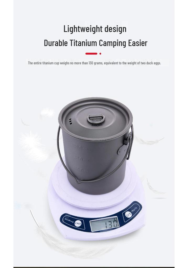 Widesea 750ML Pure Titanium Camping Pot - Lightweight Portable Cookware for Hiking and Mountaineering
