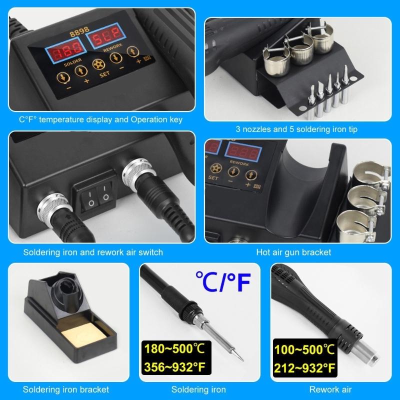 Digital Temperature Controlled Desoldering Station Soldering Iron Set Ceramic Heating Cores For Fast Heating Use