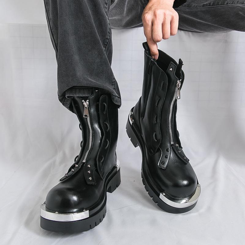 Medium and Long Boots Men's Large Size Martin Boots 2025 Autumn and Winter New Men's Big Head Platform Men's Boots Foreign Trade Men's Shoes