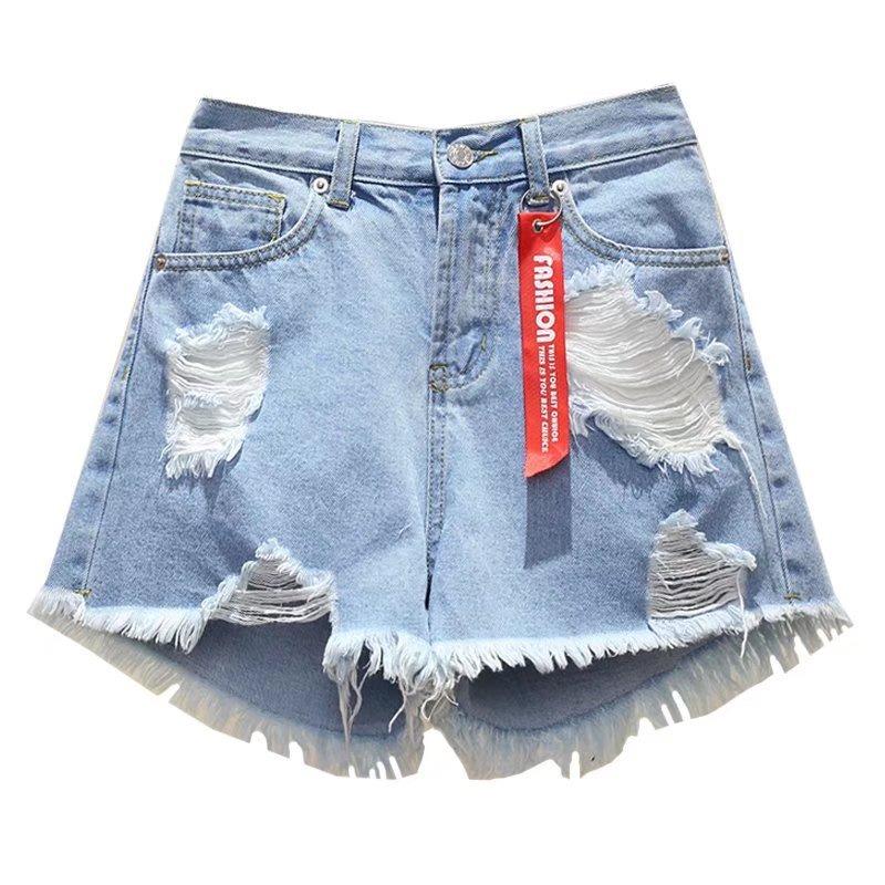 Summer New Denim Shorts Loose Wide-leg Hot Pants Light-colored Thin High-waisted Girls Irregular Pants