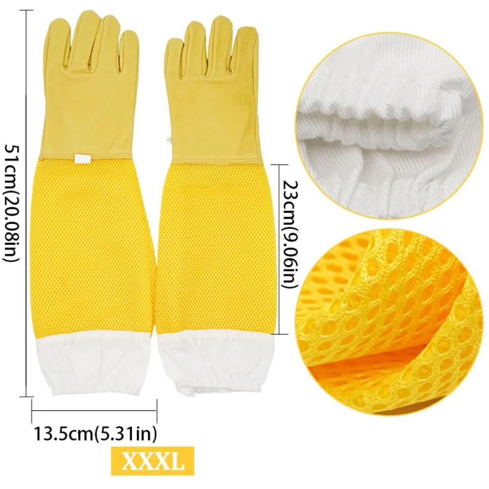 

Leather Beekeeper Gloves Goatskin Ventilated Gloves Comfortable Protective Gloves Beginner Use XXXL