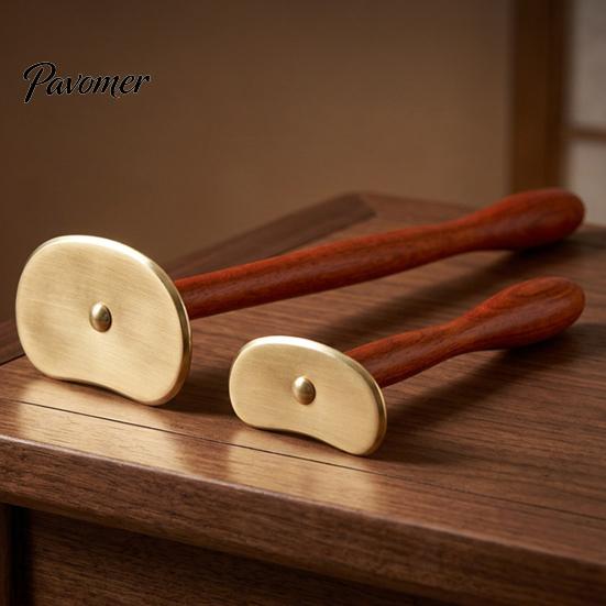 Deep Tissue Trigger Point Tool Brass Gua Sha Scraper, Long Handle Body Massage for Back Ergonomic Wand Neck, Meridian Relaxation Stick Self Care, Home