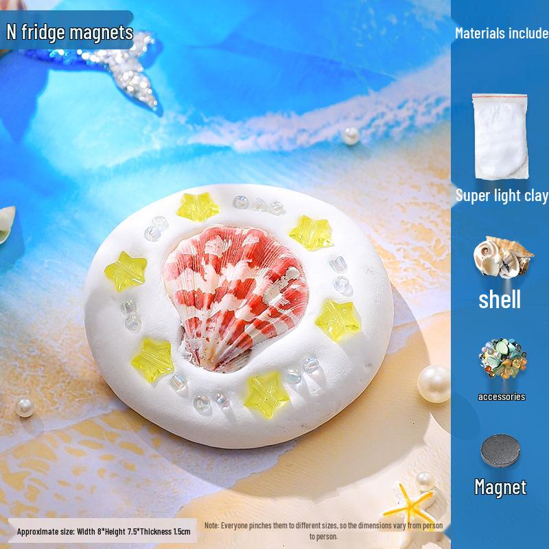 DIY Shell Clay Refrigerator Magnets: Parent-Child Creative Activity Kit