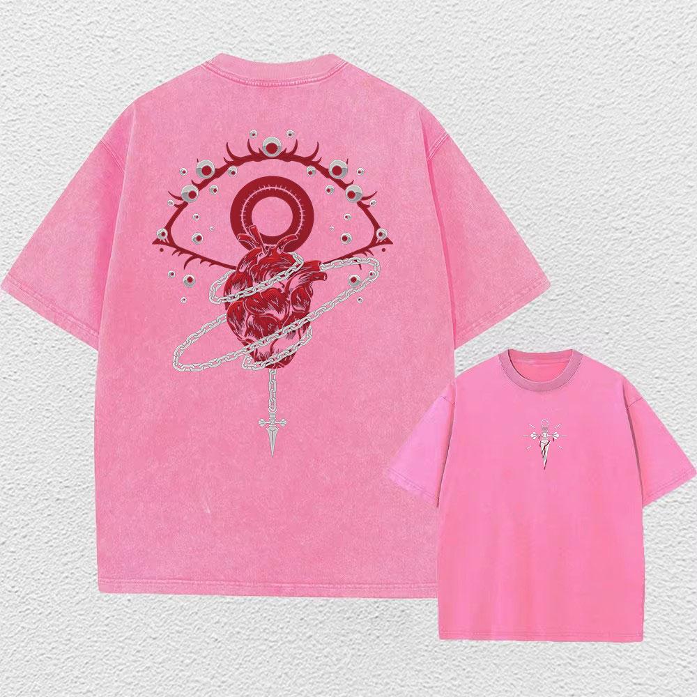 Hip Hop Retro Washed T-Shirt Streetwear Anime Hunter X Hunter Print Graphic T Shirt 100% Cotton Unisex Tshirt Men Tops