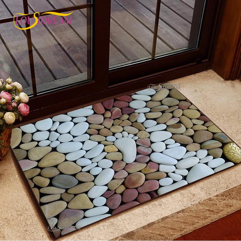 3D Cobblestone Welcome Entrance Doormats Cartoon Carpets Rugs For Home Bath Living Room Floor Stair Kitchen Hallway Non-Slip Mat