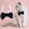 Pet Necklace Elegant Adjustable Cat Dog Collar with Faux Pearl Bow Cute Pet Neck Circle Pet Accessory