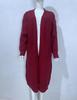 Solid Color Women's Knitted Mid-length Cardigan with Pockets