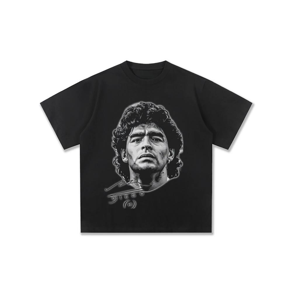 Maradona Star Printed Short-sleeved T-shirt Men's American Fashion Brand Loose Round Neck Pure Cotton Casual High-quality Tee
