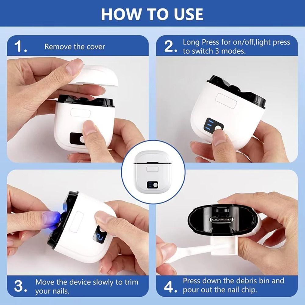 LED Light Automatic Nail Trimmer Rechargeable Mini Nail Cutter Efficient Manicure Tools Home Use