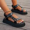 Large size thick-soled Velcro sandals women's new famous style color matching beach sandals