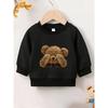 European Size Shy Bear Print Sweatshirt for Baby  Aged 0-3, Featuring Long Sleeves And a Round Neck, Perfect for Spring And Autumn