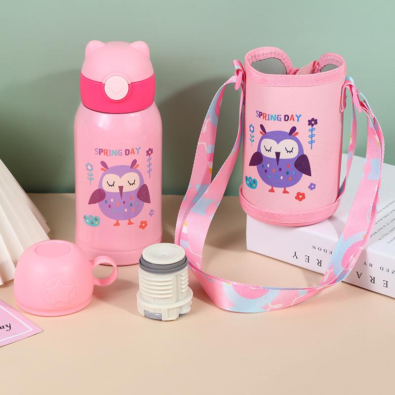 

500мл Мила дитяча пляшка-термос з нержавіючої сталі Пляшка для води Динозавр Дитяча чашка з соломинкою Для школи Термокружки Тамблер 500ML