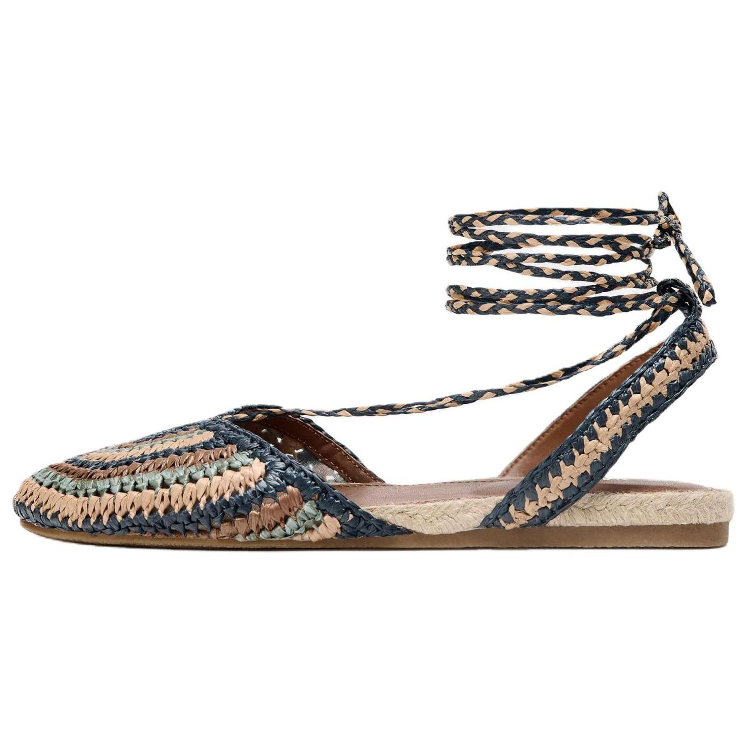 

Zara Модные Трендовые Простые Цветные Блоки Тканый Эффект Круглый Носок Плоские Повседневные Туфли Женская Обувь 1534510202 36