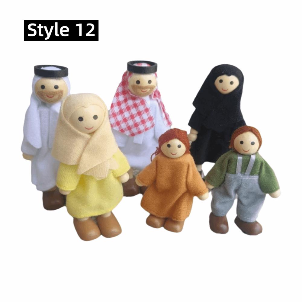 Flexible Jointed Wooden Family Dolls High-Quality Wood Pretend Play Toys  Role Playing