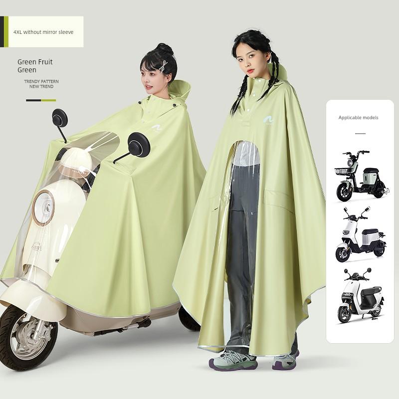 Electric Scooter Raincoat for Two People, Men and Women, Thickened and Enlarged, Long Full-Body Rain Poncho for Heavy Rain, Motorcycle Riding Rainwear