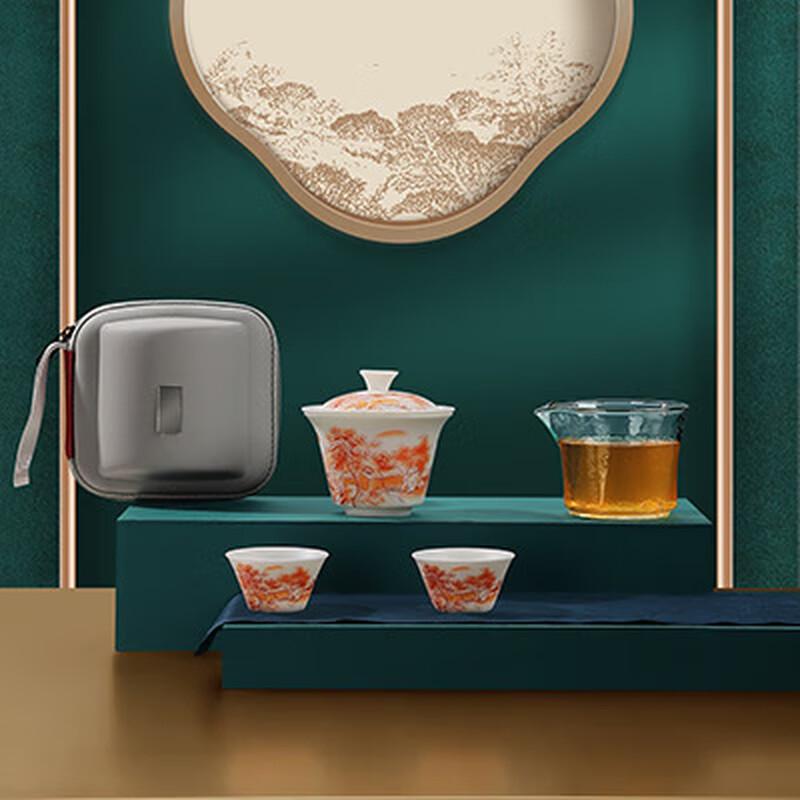 Chaxun Mutton Fat Jade Porcelain Tea Set