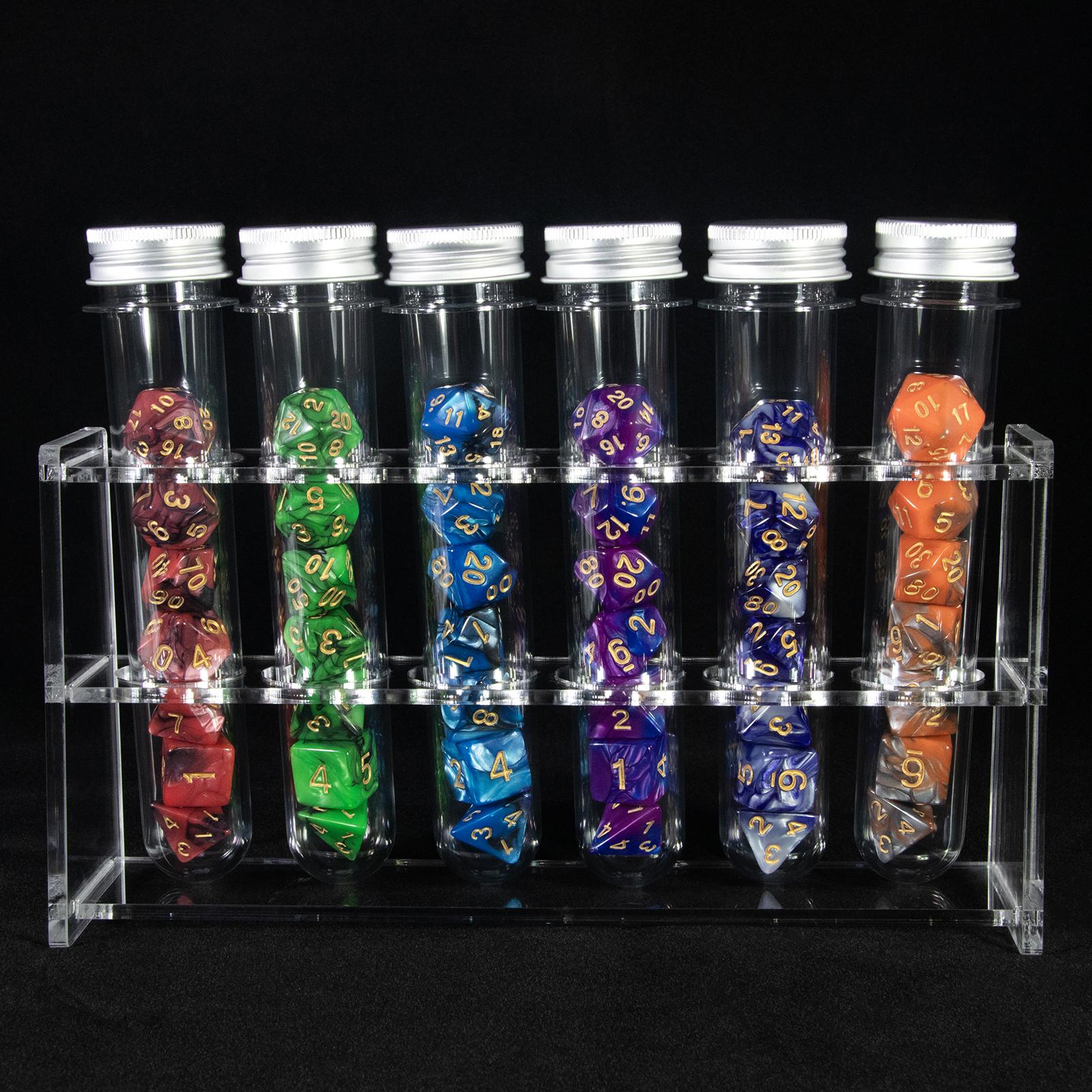 

6 наборов игральных костей DND, многогранные игральные кости для настольной игры DND RPG, аксессуары, 42 игральных кости, 6 туб, 1 подставка для туб