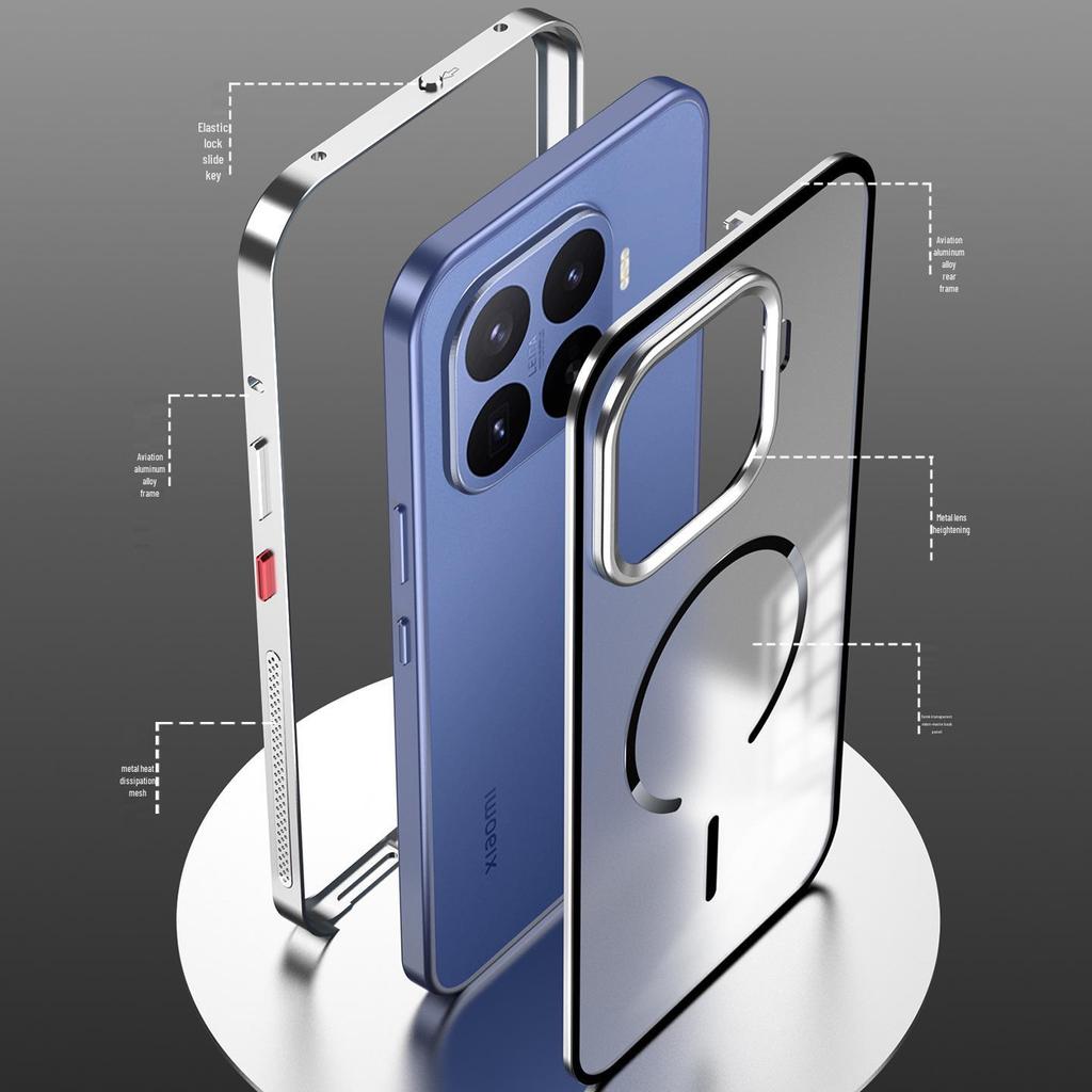 Xiaomi 17T Pro Magnetic Metal Heat Dissipation Case - Matte, Anti-Fingerprint, Snap-On Side Frame