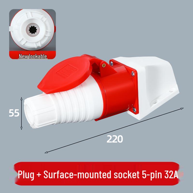 3/4/5 Pin Waterproof Aviation Connector, 32A, Three-Phase, Male & Female, Non-Explosion-Proof