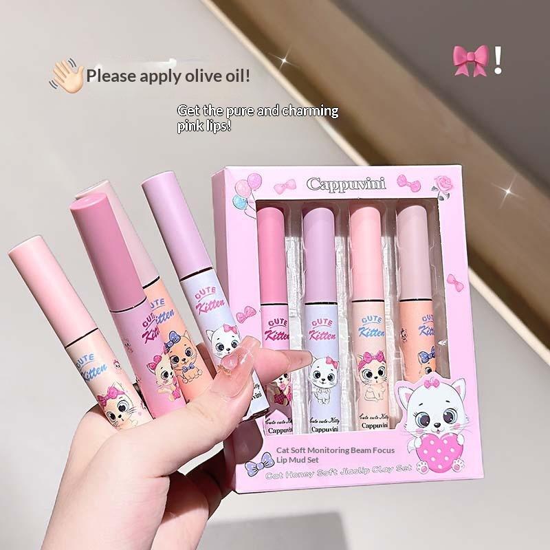 Cappuvini 4 Pcs Lip Gloss Gift Set Velvet-Touch Hydrating Lip Lacquer Glass Shine & Juicy Universally Flattering & Moisturizing