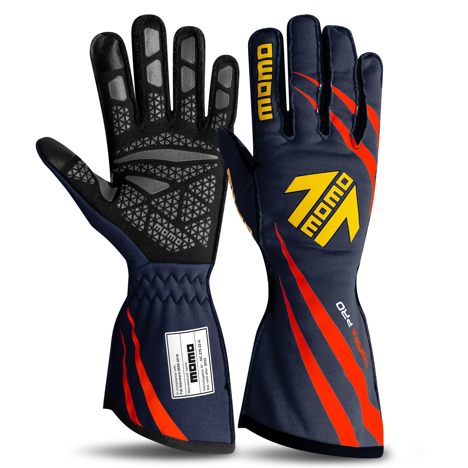 

MOMO FIA Approved Momo CORSA PRO Racing Size 9 Touchscreen Compatible 8856-2018 Gloves, Navy, (M),