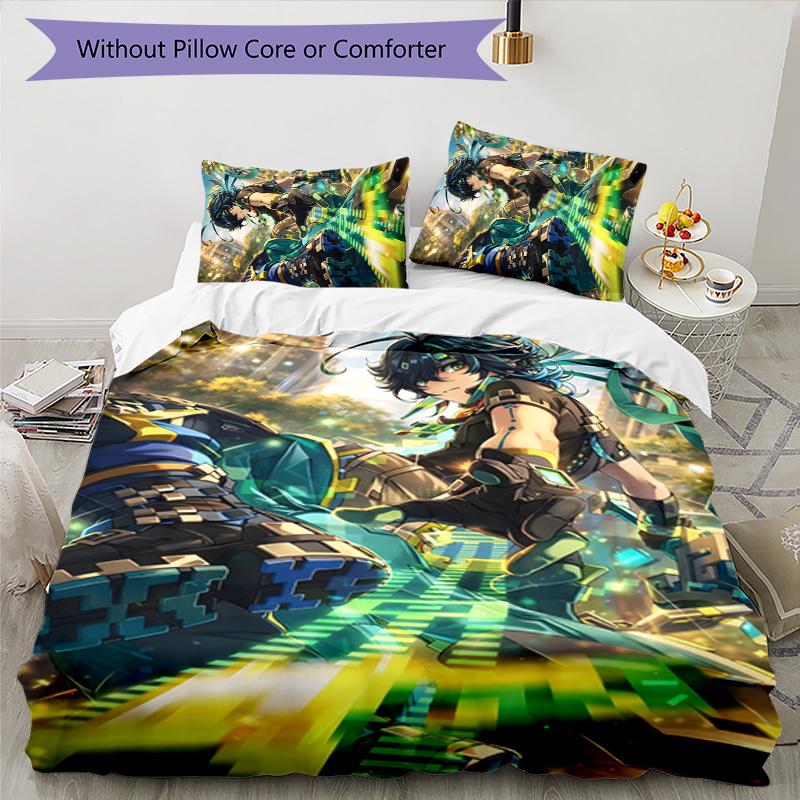 Kinich 3pcs Bedding Set Duvet Cover Closure Includes 1 Duvet Cover & 2 Pillowcases for All Seasons Bedroom Home Dorm Decor