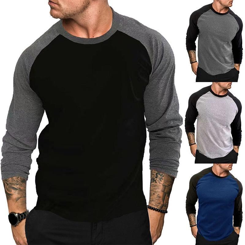 Herren Plus Size Lockeres Atmungsaktives Langarm Raglan Rundhals T-Shirt