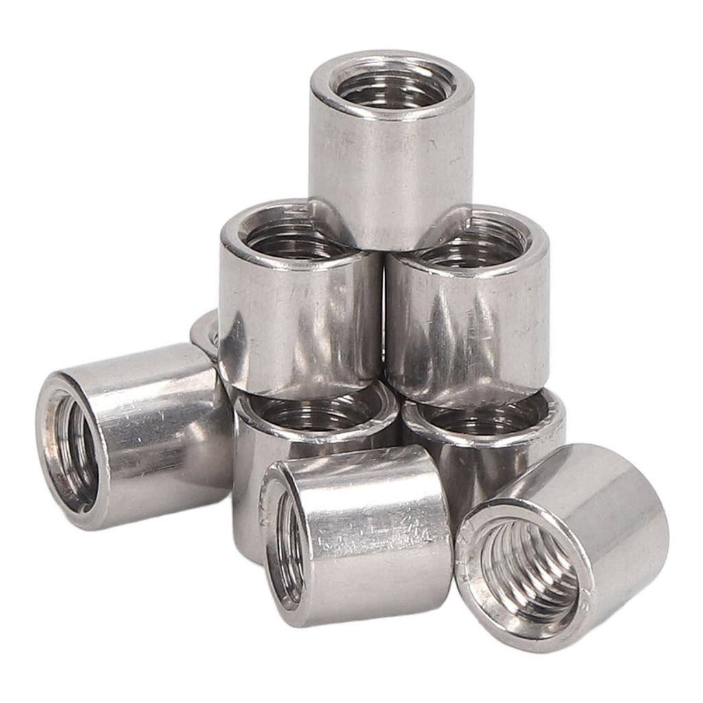 10 Pcs Round Connector Nut M10x1.5 14 L13mm Threaded Sleeve Rod 304 Stainless Steel Coupling Nuts