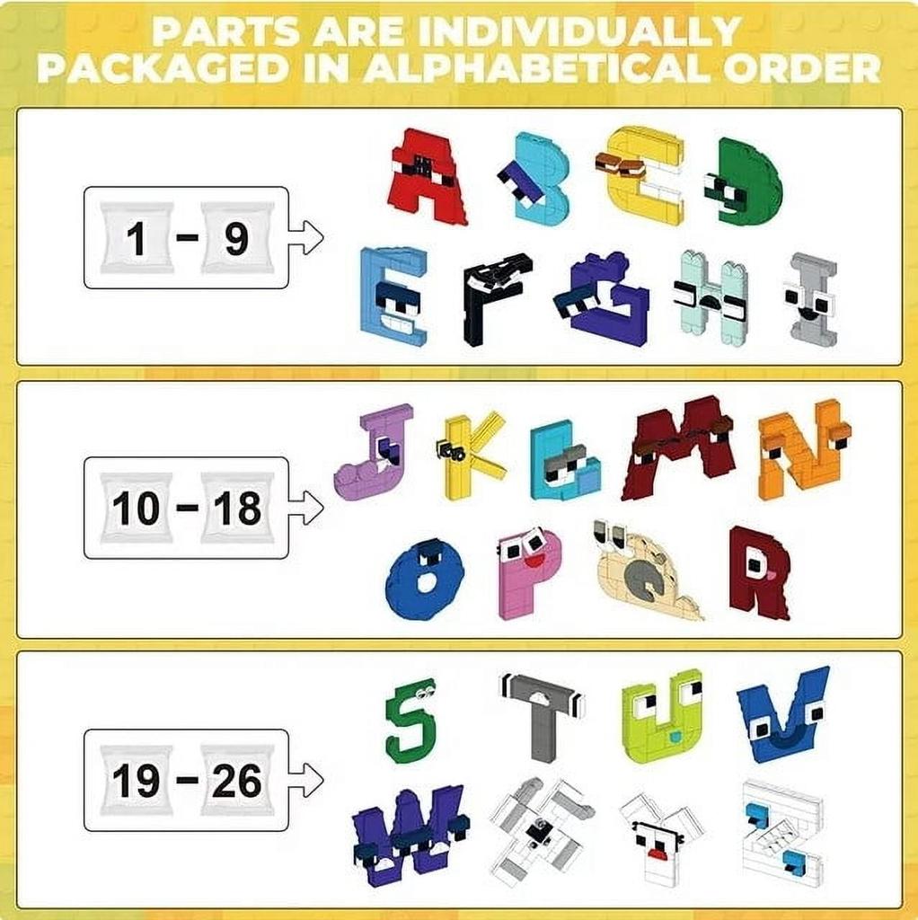 A-Z Alphabets Education Toys ABC Alphabet Learning Toys, ABC Learning for Toddlers Alphabet Knowledge Building Bricks for Boys Girls