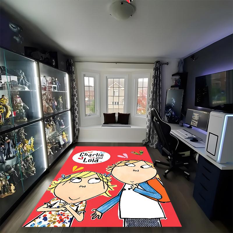 Charlie and Lola Printed Carpet, Rug for Office Chair Living Room Bedroom Kitchen Room Decor Gifts.