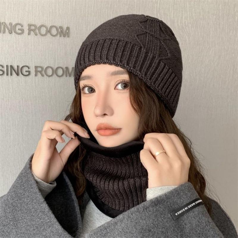 Wool Hat Women's Autumn and Winter Tide Warm Fleece Knitted Hat Cycling Cover Confinement Hat Cold Protection Ear Hat