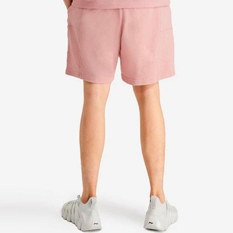 Li-Ning Vital Essential Solid Color Text Embroidery Loose Straight Shorts Men Bottoms Pink AKSSA87-2
