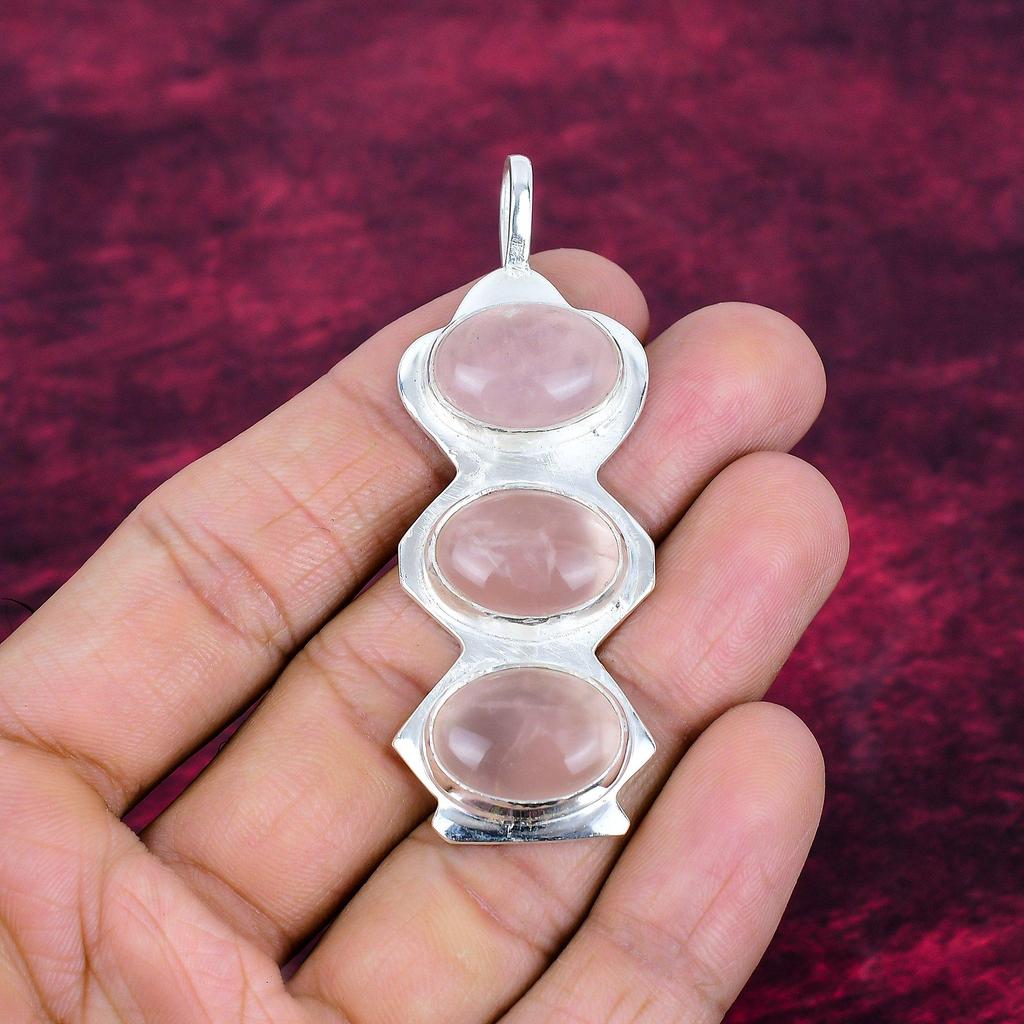 Rose Quartz Jewelry, 925 Solid Sterling Silver Pendant Handmade Gemstone Jewelry, Gifts For Wife Brand New Pendant