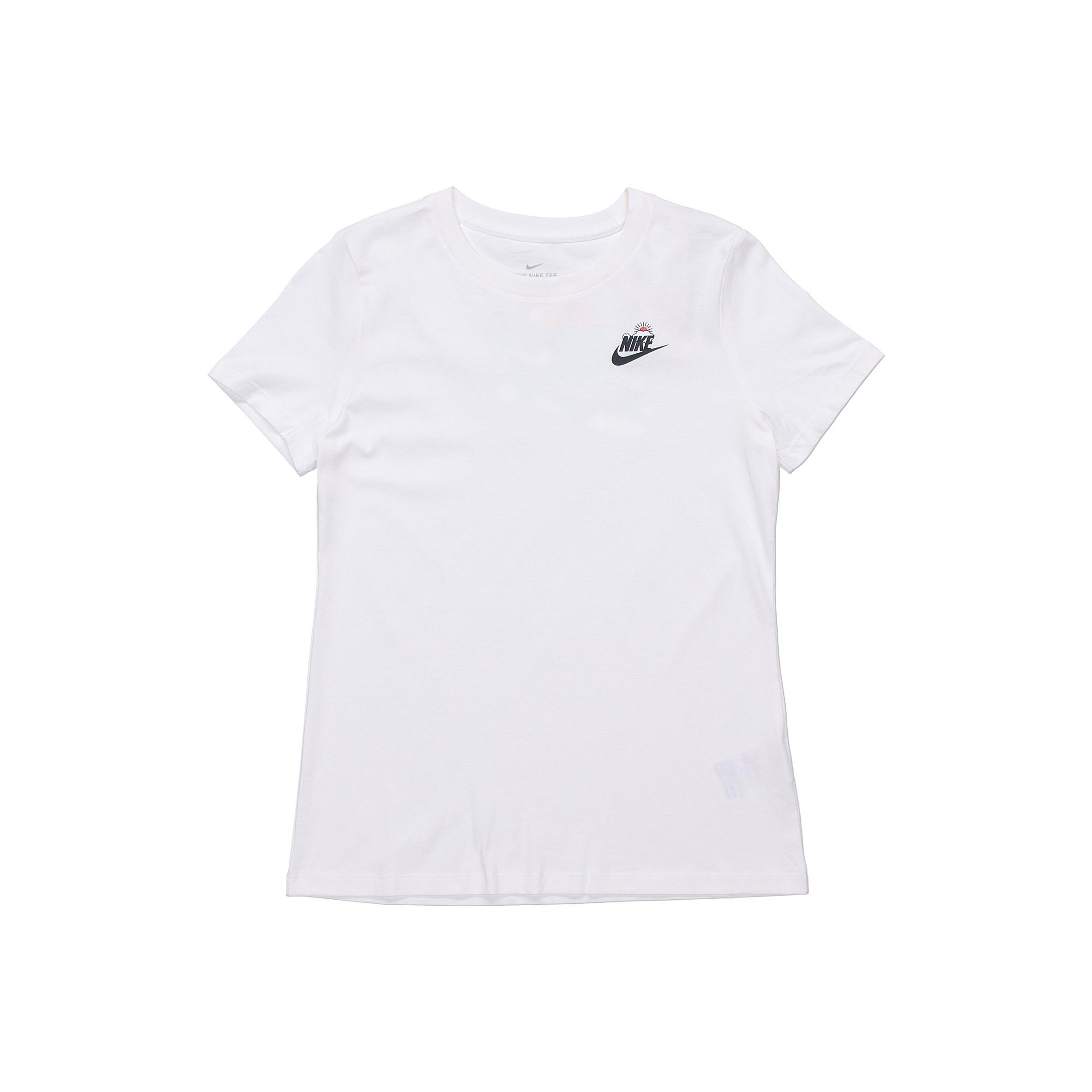 

Свободная футболка с круглым вырезом и короткими рукавами Nike с логотипом и буквенным принтом, белые женские топы DJ6296-100 M