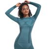 New Seamless Knitted Long Fitting High Elasticity Ski Suit Long Sleeved Sports Running Fitness Yoga Suit Top