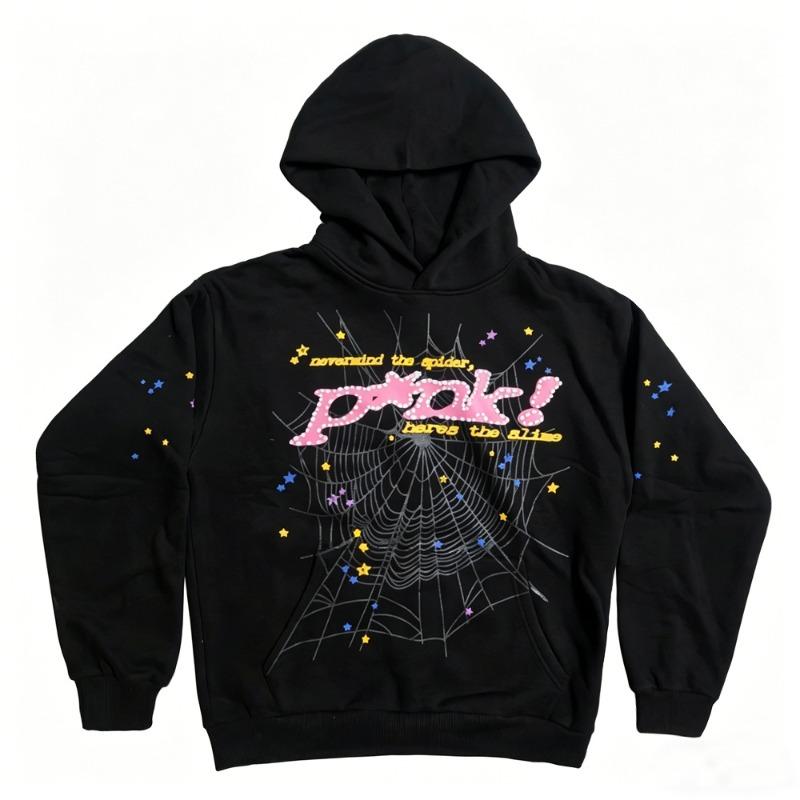 Heavy fleece foam print spider web hoodie sports casual sweater sweatpants set